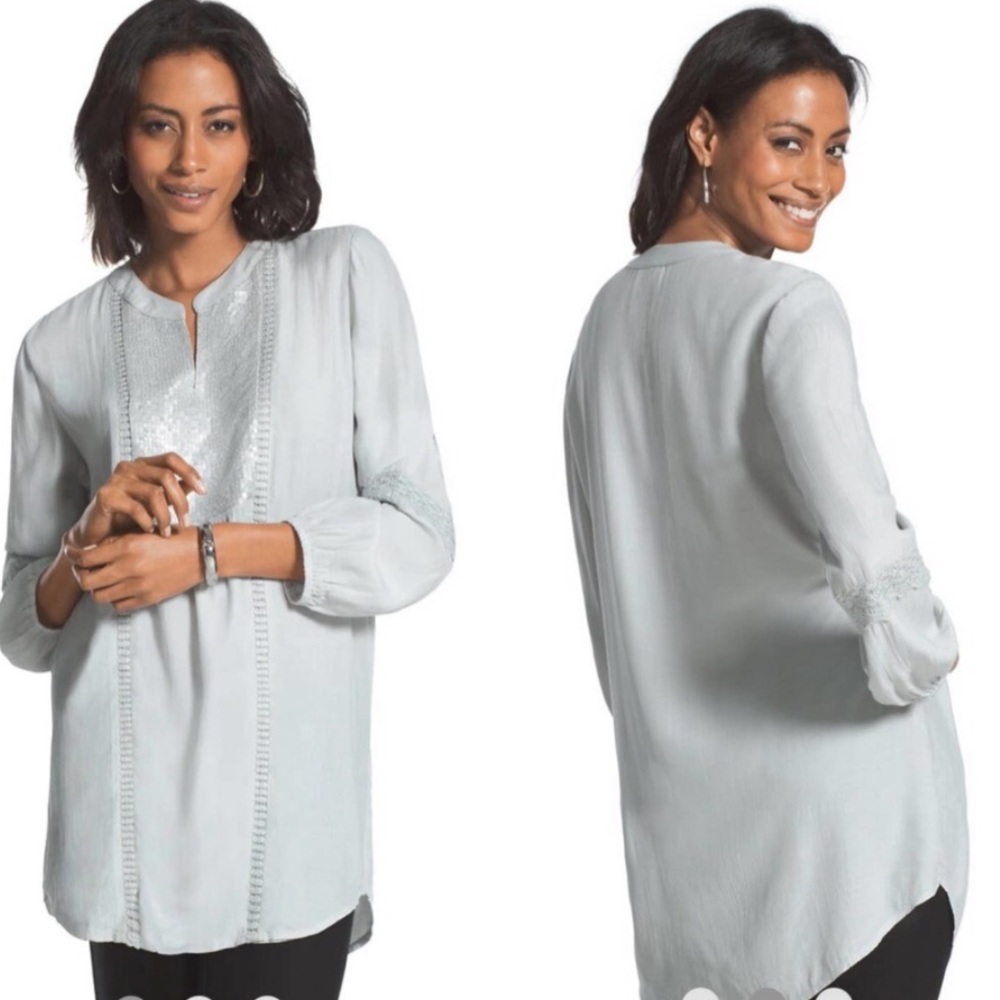 Chico’s SEQUIN SHINE TUNIC SIZE 2